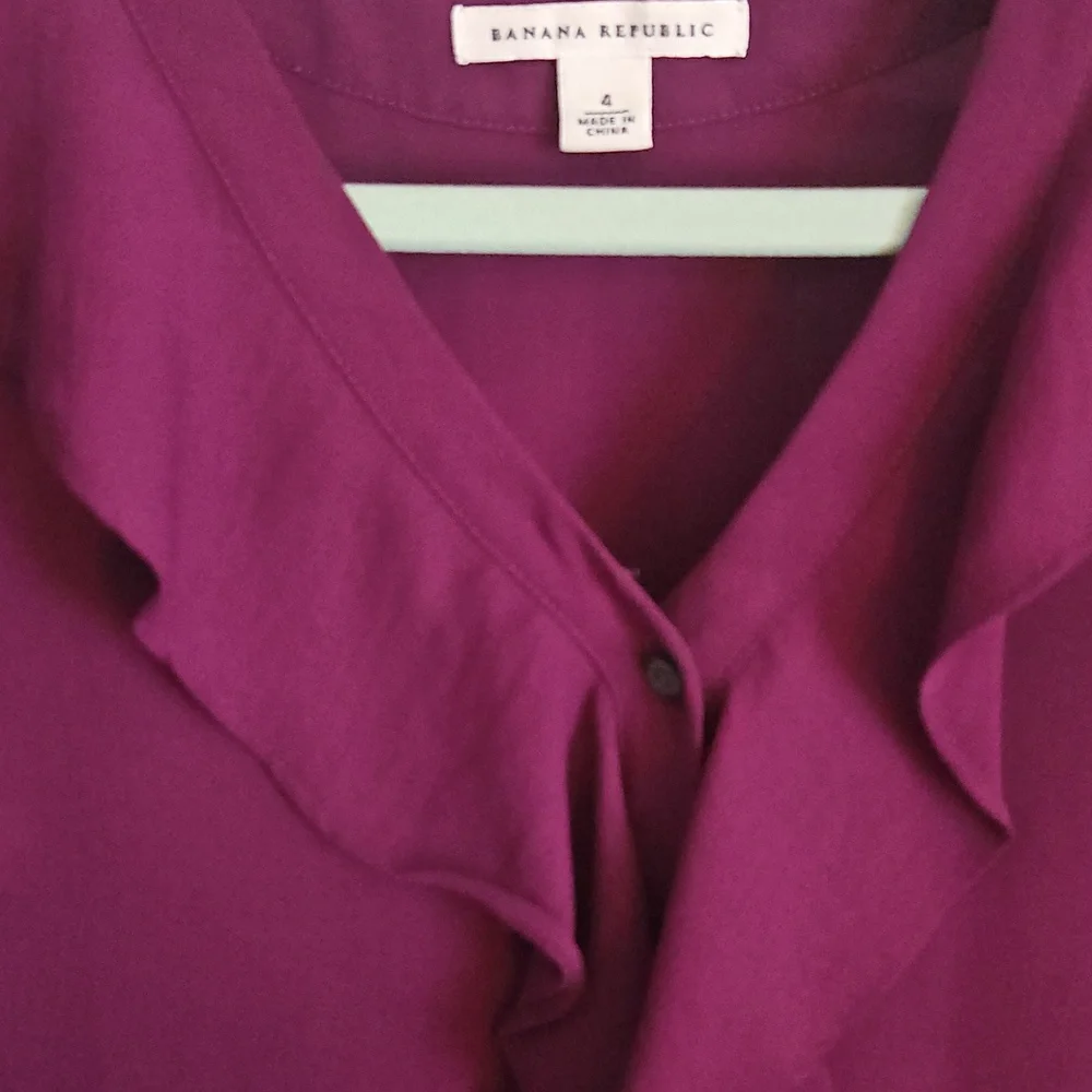 Purple Ruffle-front Blouse - Picture 2 of 4
